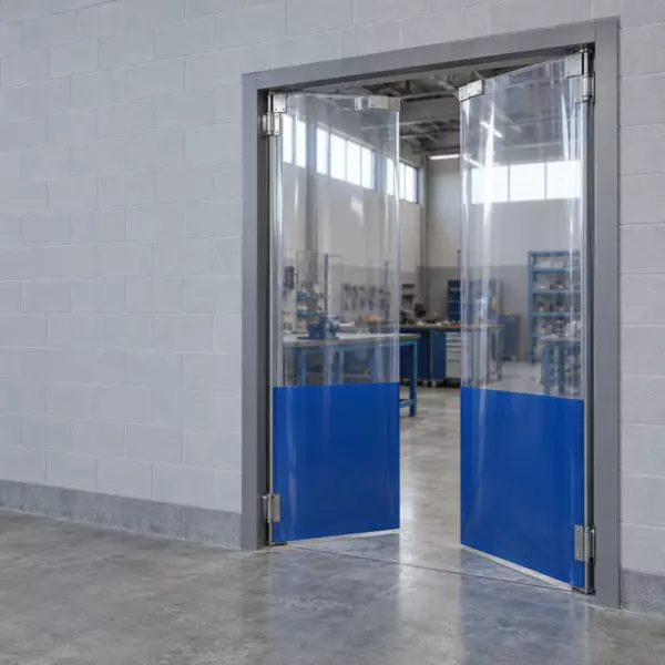 Маятниковая распашная двустворчатая эластичная дверь из ПВХ 250*200
